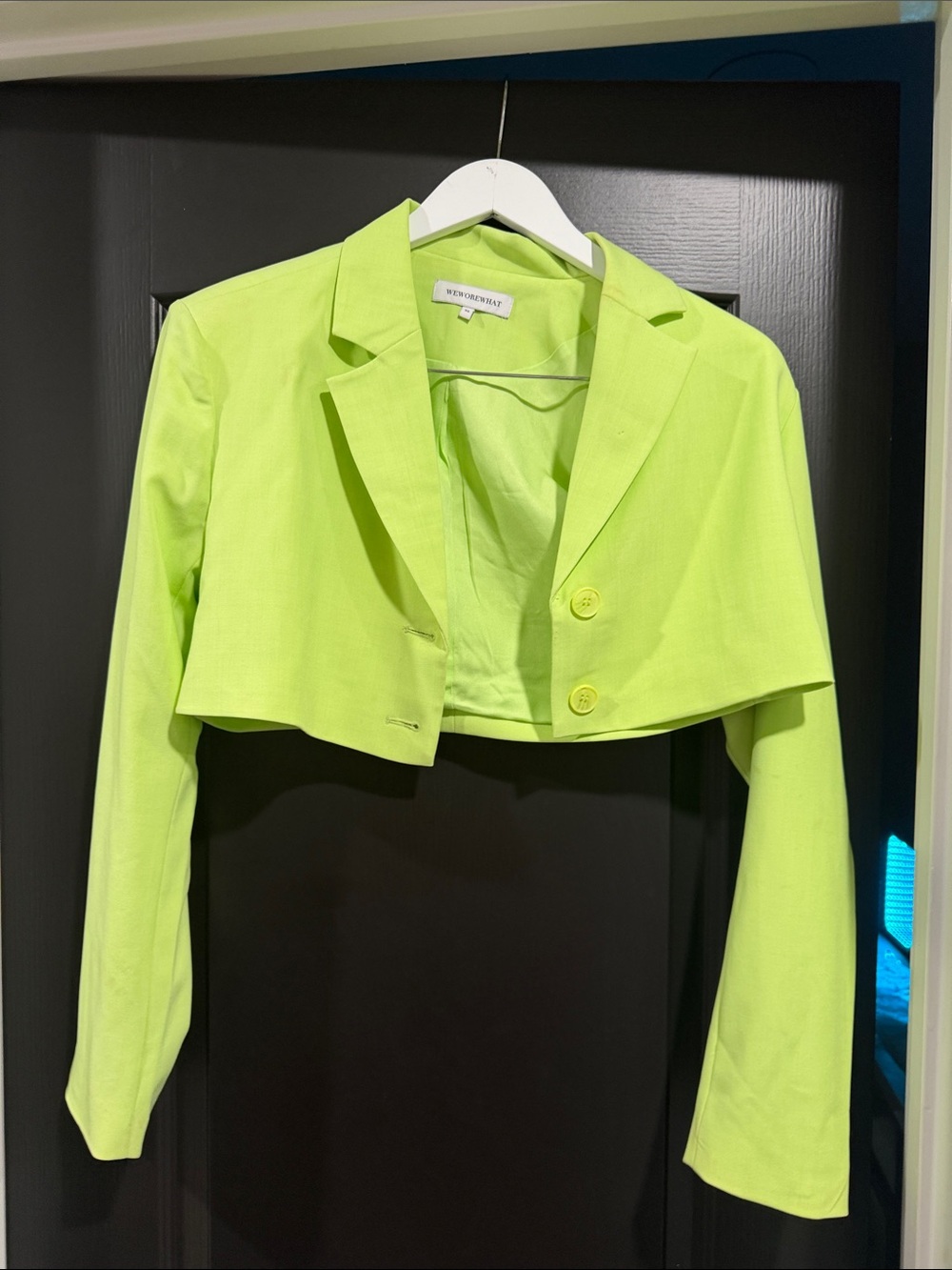 WeWoreWhat Cropped Neon Lime Blazer Jacket